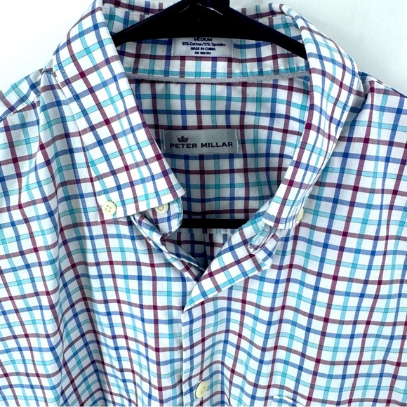 Peter Millar Blue and Red Casual Button Down Shirt - Picture 4 of 7